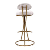 Bar Stools Set of 2 S-shaped Gold Barstools with Backrest Floral Print Upholstered Dining Chairs W1757P269012