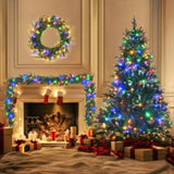 ZUN 6FT Pre-Lit Aspen Fir Artificial Christmas Tree with Wreath & Garland,Grass Green Xmas Tree with 380 N704P198430F