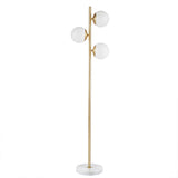 ZUN 3-Globe Light Floor Lamp with Marble Base B03599272