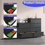 ZUN Lateral File Cabinet 4 Drawer, Black Filing Cabinet with Lock, Lockable File Cabinet for Home 25403782