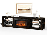70 inch black gold oak double-sided cross fireplace cabinet 177.8 * 34.5 * 60cm 23 inch fireplace 86824001