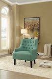 Modern Traditional Accent Chair Button Tufted Teal Textured Fabric Upholstery Solid Wood 1pc Living B011P182655
