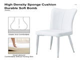 Modern minimalist dining chairs, office chairs. 2-piece set of white PU seats with silver metal W1151P268761