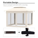 ZUN 11ft x 11ft Pop Up Canopy, Outdoor Patio Gazebos Shelter Beige-AS （Prohibited by 58392185