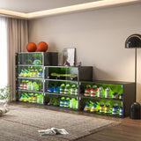 Black Glass Door Shoe Box Shoe Storage Cabinet For Sneakers With Led Light 02987875