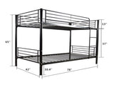 Iron Bed Bunk Bed with Ladder for Kids Twin Size Black 98932878