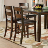 Cherry Finish Wooden Counter Height Chairs Set of 2pc Classic Style Faux Leather Upholstered Seat B01153385
