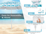 4-Piece Beach Set with 6.2ft Sun-Proof Umbrella, 2 Folding Chairs & 80"x80" Waterproof Blanket-Blue 69771673