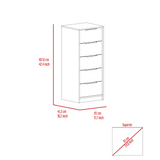 Dresser 42"H, 5 Drawer, Vertical Dresser, White / Smokey Oak B097133390