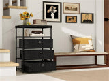 3-Drawer Fabric Storage Cabinet - Removable Foldable Drawers, Industrial Wood Top, Metal Frame with 51249504