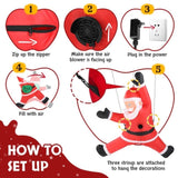 4.9 FT Lighted Christmas Inflatable Decoration, Inflatable Hanging Santa Claus with Gift Bag, Funny 29820993