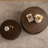 ZUN Vintage Fashion Style Cylindrical Nesting Coffee Table Set with Vertical Textured Embossed Design W757P195739