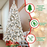 Artificial 8ft Flock Christmas Tree with 1445PVC/Hard Needle Mixed Branch Tips,Hinged Premium & 71774601