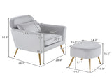 Half Disassembled Single Chair With Gold Feet And Pedals Flannelette Indoor Leisure Chair Light Gray 57652895