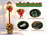 Set of 2 Festive Snowy Lamp Post with Antique Flowerpot Base, Easy Assembly Waterproof Christmas 13133334