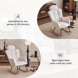 055-Teddy Fabric Upholstered Nursery Rocking Glider Chair Modern Accent Armchair Padded Seat with W527P228306