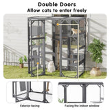 Outdoor Cat House, DIY Cat Enclosure, Cat Catio with Double Enter Doors, 62.8"L x 32.2"W x68.5"H N719P283198R
