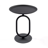 Lantern-shaped Metal End Table, Small Round Side Table, Modern Coffee Drink Cocktail Table, Small W2664P232831
