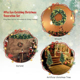 ZUN 4 Pieces Christmas Decoration Set with Garland Wreath and Entrance Trees 60546859