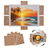 2000 Piece Rotating Wooden Jigsaw Board - 41x29 Inch, Rotating Table With Cover,Portable 28205136