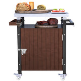 Outdoor Grill Cart with Stainless Steel Tabletop, Storage, Patio Kitchen Island with Wheels, Hooks, W1422P212119