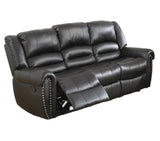 Plush Relax 1pc Manual Motion Sofa Only Black Color Bonded Leather 3-Seat Couch Armrest Cushion B011P205577