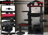 Black Gothic Cat Tree, Multi-Level Spooky Cat Tree with Scratching Posts, Perches, Hammock, and Cat 47364737