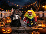 2 Pcs Sound Activated Halloween Animated Decorations, 11" Grim Reaper & 10.5" Creepy Clown Tabletop 77447778