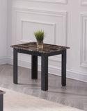 3pc Set Traditional Style Rectangular Coffee Table Square Shape End Table Wooden Legs Faux Marble B011P232911