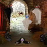 Outdoor Halloween Decorations 8-Piece Set, Hanging Ghosts Decor and Cobweb and Gravestone with 80897903