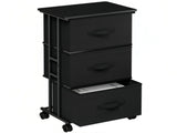 3 Drawers Rolling Fabric Dresser Mobile Nightstand Storage Cabinet with Wheels, Black 09281130