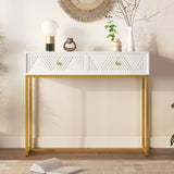 TREXM Modern Sleek Console Table Two Drawers with Stripe Design for Living Room and Entryway N715P201976K