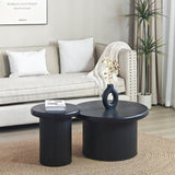 ZUN Modern Round Coffee Table Set – Dual Table Combination with Unique Fluted Table Leg Design, Stylish W2729P199131