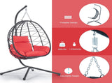 Egg Chair with Stand Indoor Outdoor Swing Chair Patio Wicker Hanging Egg Chair Hanging Basket Chair 36206490