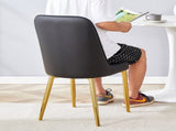 4 modern dining chairs, sleek PU leather backrest, and gold metal legs bring a comfortable home W1512P510471
