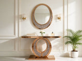Modern Hand-Crafted Crescent Crushed Diamond Wall Mirror, High Quality Multi-Use Vanity W3836P538580