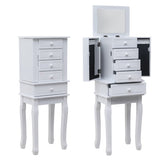 ZUN Standing Jewelry Armoire with Mirror, 5 Drawers & 14 Necklace Hooks, Jewelry Cabinet Chest with 96096796