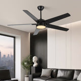 52in Ceiling Fans with Lights, Black Modern Ceiling Fan with Remote, Farmhouse Indoor Ceiling Fan , W2878P333282