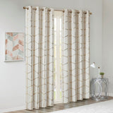Total Blackout Metallic Print Grommet Top Curtain Panel Pair B035129662