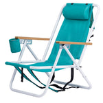 ZUN Folding Beach Chair, 4 Position Portable Backpack Foldable Camping Chair with Headrest Cup Holder 12278204