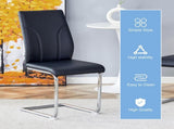 6 Dining Chair Set, Black Dining Chair Set, PU Material High Back Seat and Sturdy Leg Chair, W1151P203804