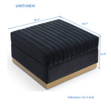 Contemporary Vertical Channel Tufted Velvet Big Size Ottoman Modern Upholstered Foot Rest for Living W1117P147304