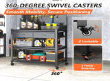Workbench with Pegboard & Drawer, Adjustable Shelving Work Table, Mobile Workstation with Lockable 02337623