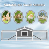 ZUN 2-Story Large Wooden Rabbit Hutch Pet House with Ramps, Lockable Doors, Run Area and Asphalt Roof 67210281