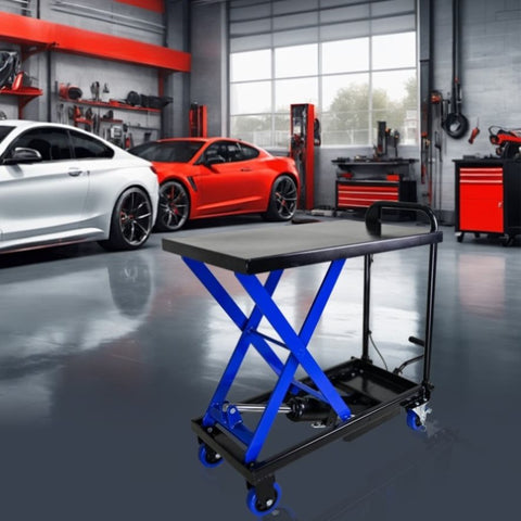 ZUN Hydraulic Lift Trolley, 500 LBS Capacity, with 4 Wheels, for Material Handling and Transportation, 61570350