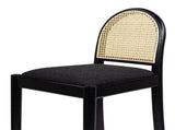 Panama 30.5" Curved Back Cane Rattan Bar Stool, Set of 2, Ebony Black Boucle B2719P238386