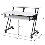 ZUN White and Black Music Recording Studio Desk with Metal Base B062P209213