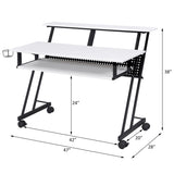 White and Black Music Recording Studio Desk with Metal Base B062P209213