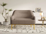 Modern Accent Chair Upholstered Armchair Single Sofa Chair with Curved Backrest and Gold Metal Legs N763P360684D