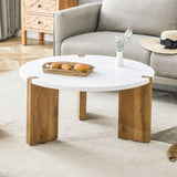 33.4-inch diameter minimalist circular MDF material coffee table, a stable and practical choice. The W1151P263914
